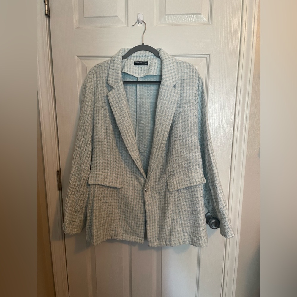 Baby Blue Womens Plus Size Blazer